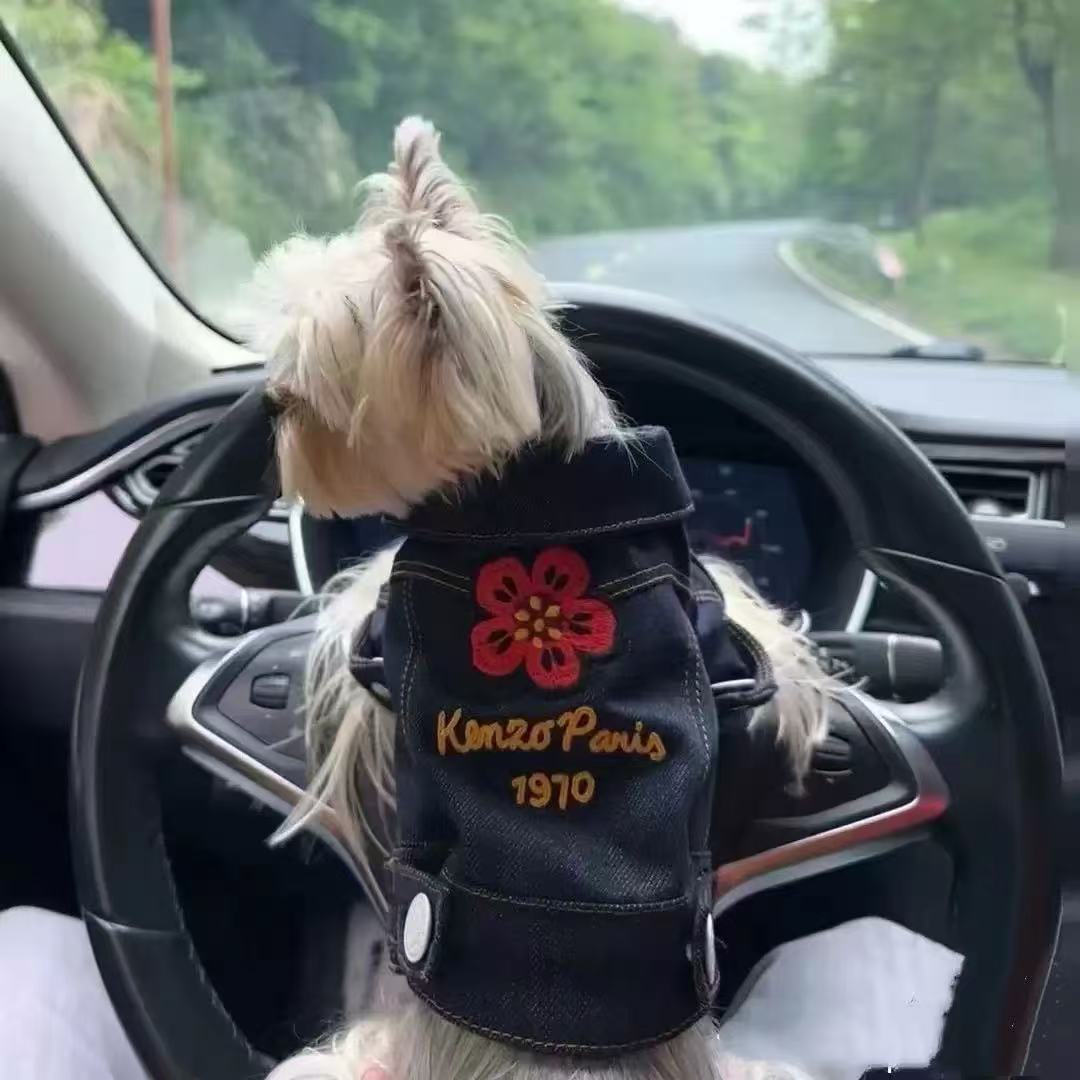 PET BEGONIA FLOWER DENIM CLOTHES