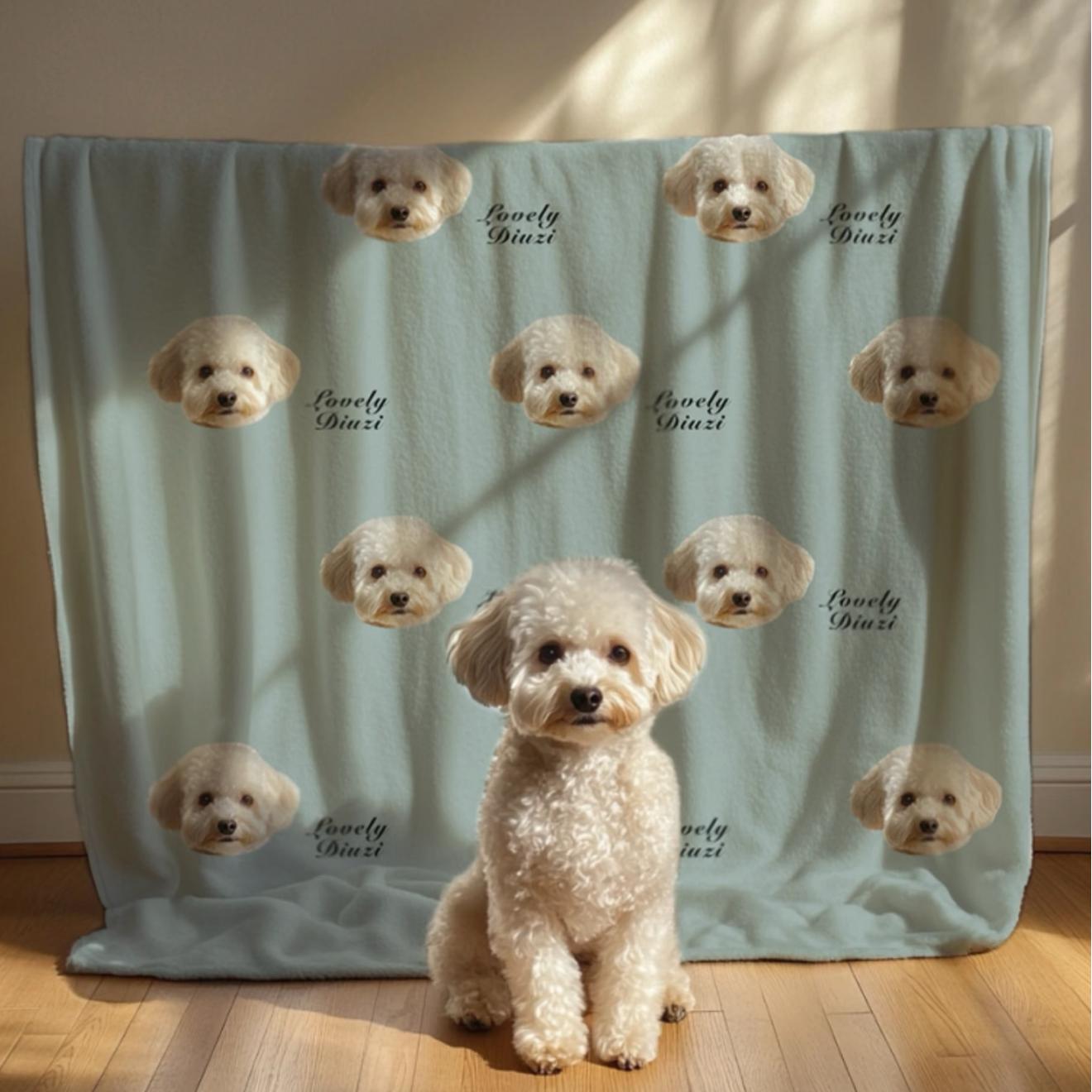 Custom Pet Portrait Blanket - Personalized Gift for Dog & Cat Lovers - Premium Plush Throw - Machine Washable