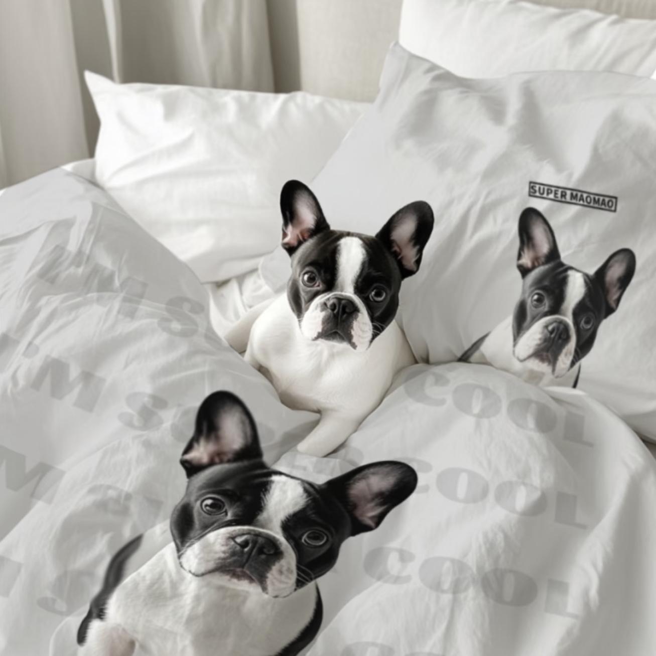 "Personalized Pet Bedding Set - Custom Name 4-Piece Luxury Bedding Collection for Dogs & Cats"